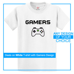 Personalised Gamers T-Shirt With Your Own Artwork Print On Front - White T-Shirt